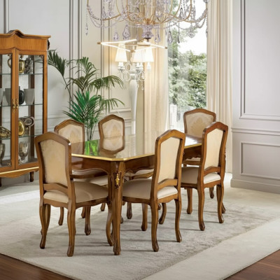 Sala da pranzo set tavolo + 6 sedie sala da pranzo tavolo legno tessuto