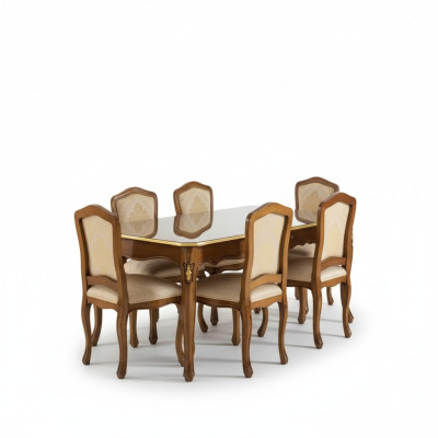 Sala da pranzo set tavolo + 6 sedie sala da pranzo tavolo legno tessuto