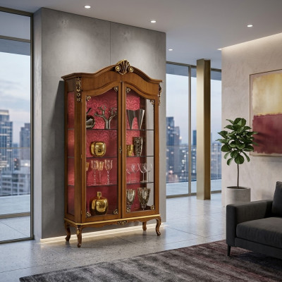 Vetrina in legno mobili vetro armadio marrone vetrine soggiorno credenza nuovo