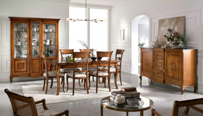 Tavolo da pranzo con 6 sedie sala da pranzo gruppo da pranzo in legno credenza 9 pezzi set