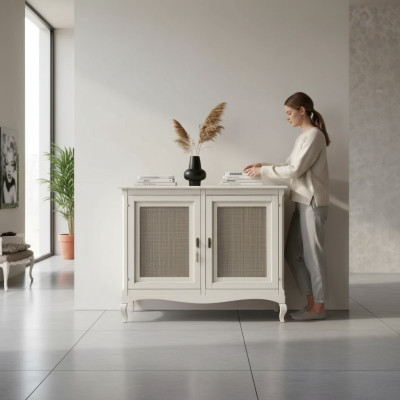 Mobiletto credenza credenza armadi cassettiere in legno arredamento di lusso bianco