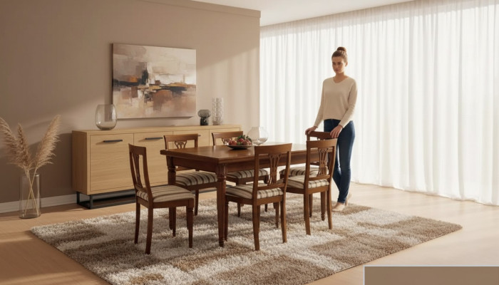 Tavolo da pranzo Mobili 4 sedie Set 7 pezzi Design Soggiorno Nuovo