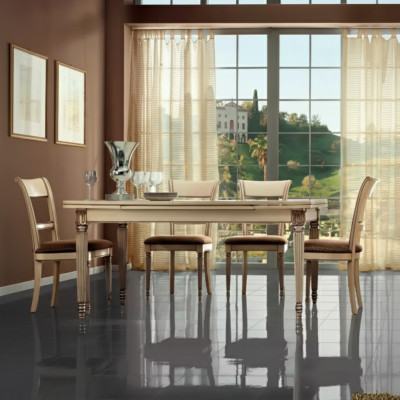 Tavolo da pranzo in stile italiano 4 sedie Tavolo e sedie in legno Design da pranzo 5 pezzi