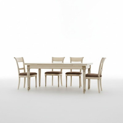 Tavolo da pranzo in stile italiano 4 sedie Tavolo e sedie in legno Design da pranzo 5 pezzi