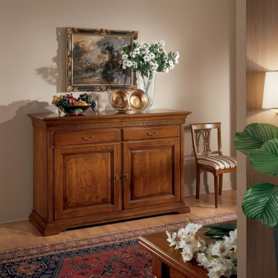 Mobili di stile italiano credenza marrone, lusso, in legno per il soggiorno.