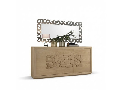 Mobile credenza di lusso in legno specchio salotto marrone 2 pezzi