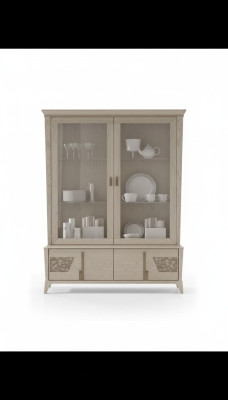Vetrina di lusso 2 ante armadio in legno soggiorno mobili design in vetro