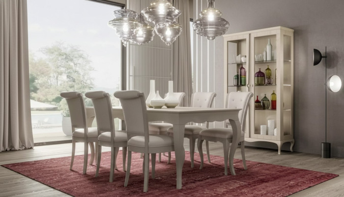 Tavolo da pranzo 6 sedie Vetrina 8 pezzi Set da pranzo Gruppo di sala da pranzo Set di mobili