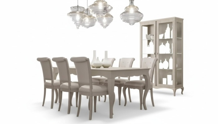 Tavolo da pranzo 6 sedie Vetrina 8 pezzi Set da pranzo Gruppo di sala da pranzo Set di mobili