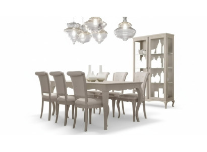 Tavolo da pranzo 6 sedie Vetrina 8 pezzi Set da pranzo Gruppo di sala da pranzo Set di mobili