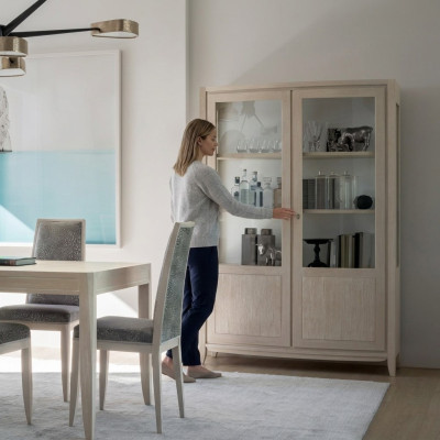 Vetrina Soggiorno Mobili Legno Vetrine Vetro Armadio Beige Madia Nuova