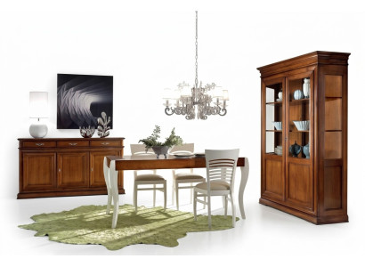 Sala da pranzo Set di mobili Tavolo Credenza Vetrina Gruppo Set da pranzo 3 pezzi Nuovo