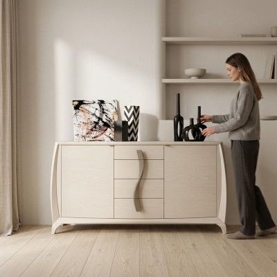 Mobile contenitore Soggiorno Comodini Armadietto classico Armadio in legno Beige Nuovo