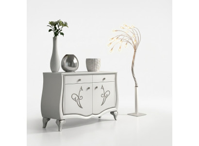 Madia cassettiera soggiorno. Comodini di lusso bianchi in legno mobile credenza.