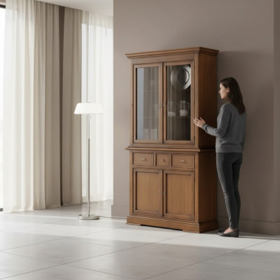Vetrina classica marrone in vetro Armadio di lusso Vetrina in vetro