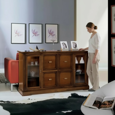 Mobile soggiorno credenza armadietto in vetro vetrina sala da pranzo in legno.