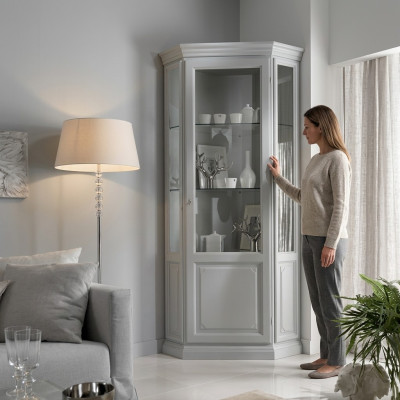 Angolo Vetrina Armadio Bianco Vetrine Soggiorno Design Classico Mensola