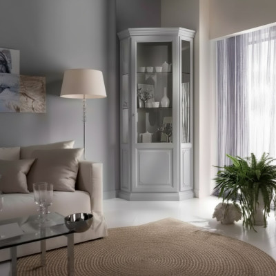 Angolo Vetrina Armadio Bianco Vetrine Soggiorno Design Classico Mensola