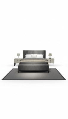 Letto moderno + panca + 2 comodini contemporaneamente Funzionale e confortevole.