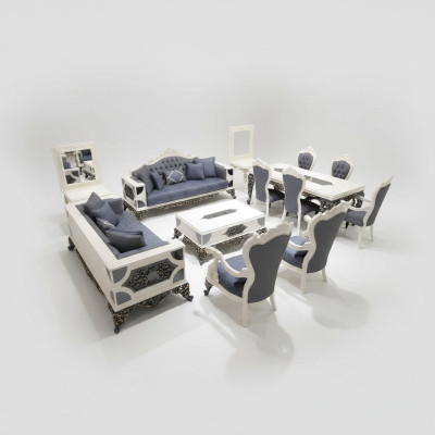 Moderno set soggiorno di 4 pezzi Eleganti 2 divani Poltrona designer Nuovo