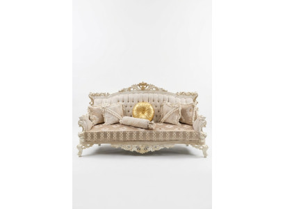 Elegante divano a 3 posti di stile elegante in tessuto beige per il soggiorno. Nuovo.