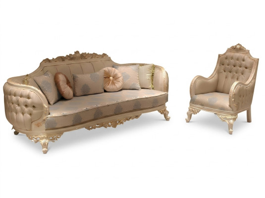 Sofà di lusso elegante a 3 posti in stile lussuoso per il soggiorno, poltrona in legno di alta qualità nuova.