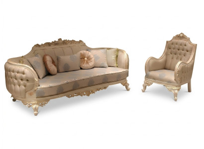 Sofà di lusso elegante a 3 posti in stile lussuoso per il soggiorno, poltrona in legno di alta qualità nuova.