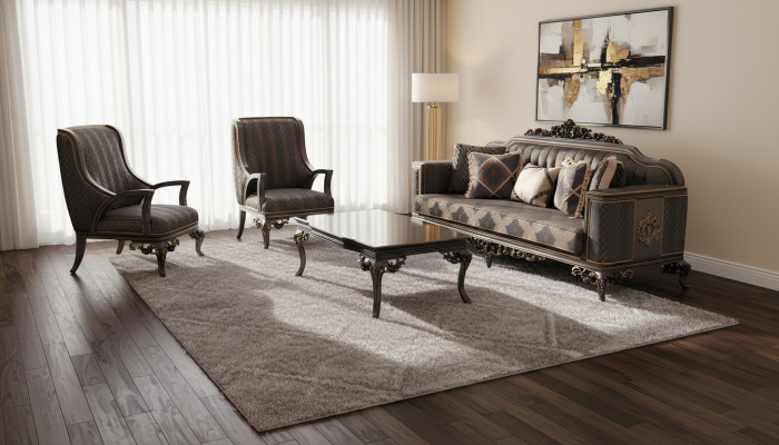 Lussuoso set divano a 3 pezzi con divano a 3 posti Relax e poltrone Deluxe.