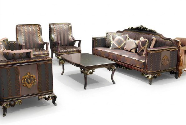 Lussuoso set divano a 3 pezzi con divano a 3 posti Relax e poltrone Deluxe.