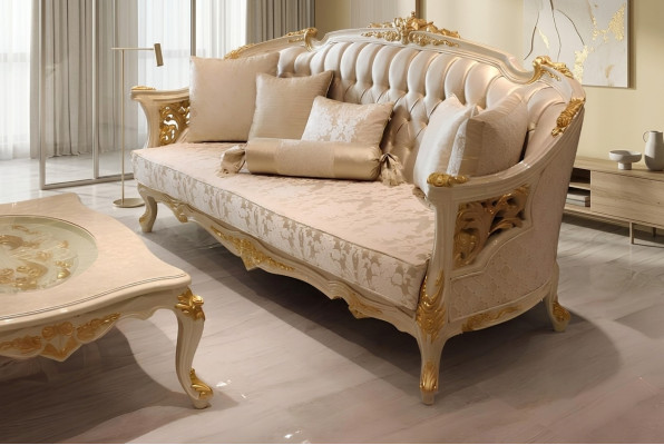 Esclusivo divano deluxe per il soggiorno, 3 posti, elegante divano beige per il soggiorno.