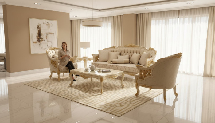 Set di divani di lusso per il soggiorno Set di divani per il soggiorno Set di divani 3+1+1+Tavolino