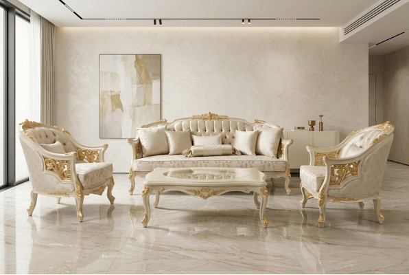 Set di divani di lusso per il soggiorno Set di divani per il soggiorno Set di divani 3+1+1+Tavolino