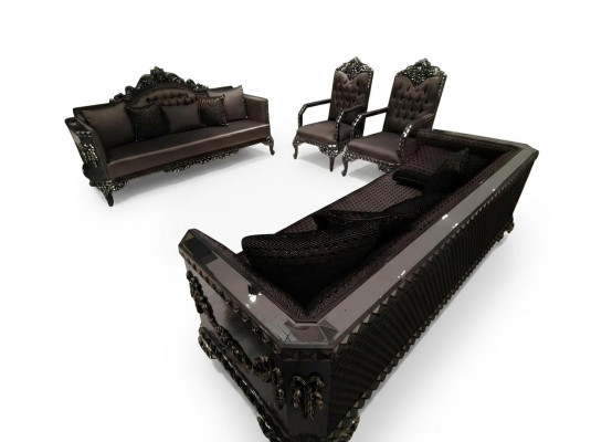 Deluxe set da soggiorno divano e poltrona. Divano premium e poltrona Nuovo marrone.