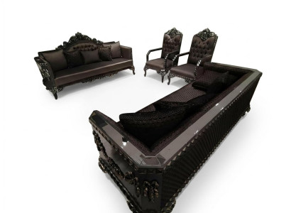 Deluxe set da soggiorno divano e poltrona. Divano premium e poltrona Nuovo marrone.