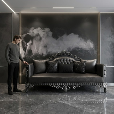 Sofà elegante a tre posti Divano moderno a tre posti Elegante divano a tre posti marrone