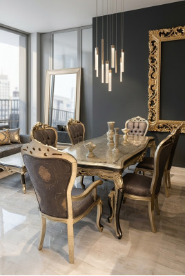 Mobili da sala da pranzo moderni tavolo da pranzo di lusso + 6 sedie tavolo sedie