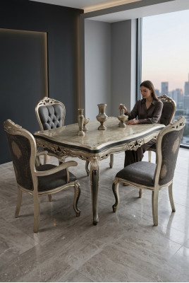 Mobili da sala da pranzo di design Tavolo da pranzo in legno Tavolo oro Posti per 6 persone