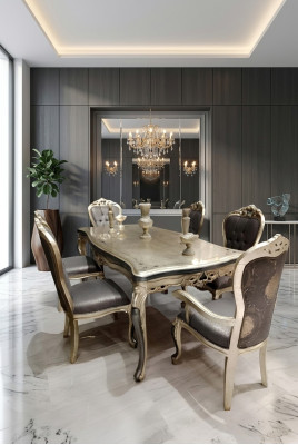 Mobili da sala da pranzo di design Tavolo da pranzo in legno Tavolo oro Posti per 6 persone
