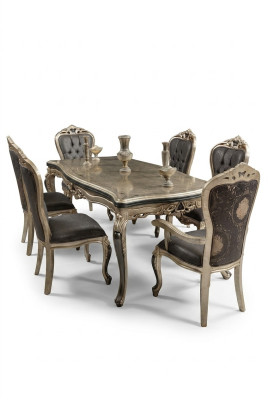 Mobili da sala da pranzo di design Tavolo da pranzo in legno Tavolo oro Posti per 6 persone