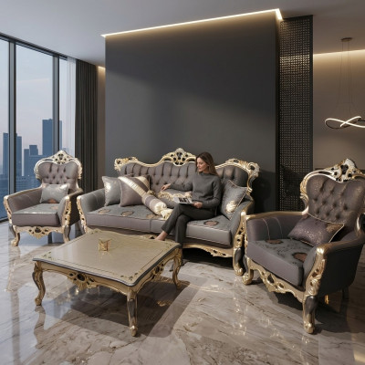 Set da soggiorno Chesterfield elegante divano composto da divano a 3 posti e 2 poltrone