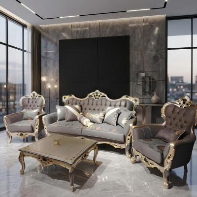 Set da soggiorno Chesterfield elegante divano composto da divano a 3 posti e 2 poltrone