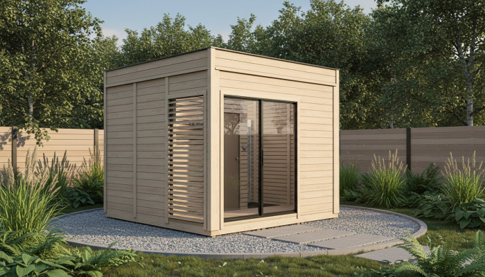 Sauna in legno Sauna esterna Legno Legno di pino Casa sauna Panorama Cottage Giardino