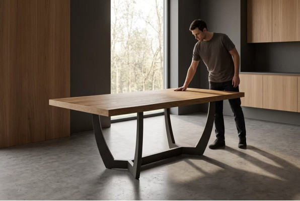 Tavolo da pranzo in legno da 180 cm, tavolo da cucina, nuovi tavoli da pranzo marroni, tavolo moderno.