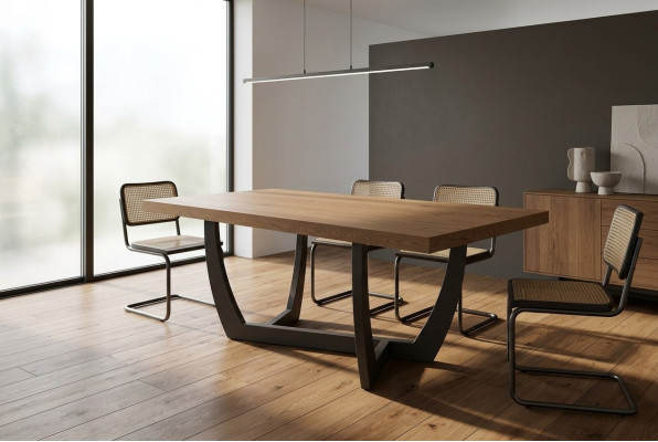 Tavolo da pranzo in legno da 180 cm, tavolo da cucina, nuovi tavoli da pranzo marroni, tavolo moderno.