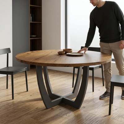 Tavolo rotondo in legno per la cucina Stile moderno marrone da 140 cm