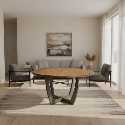 Tavolo rotondo in legno per la cucina Stile moderno marrone da 140 cm