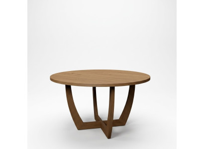 Tavolo rotondo in legno per la cucina in stile moderno marrone da 140 cm.