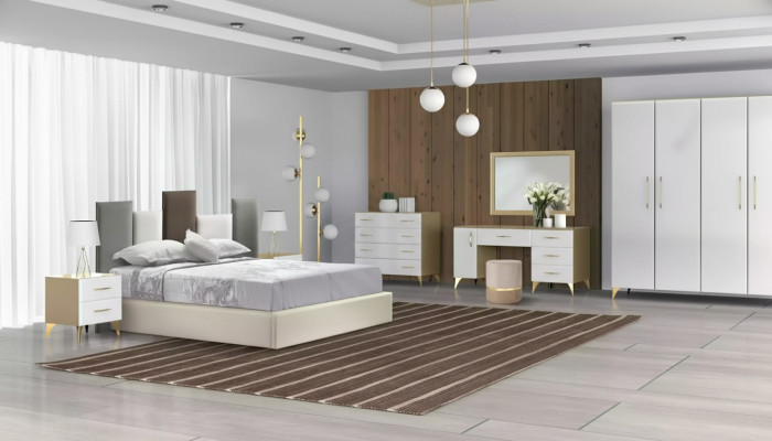 Set camera da letto Letto 2x Comodino Comò 7 pezzi Design di lusso