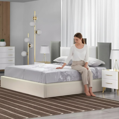 Set da camera da letto letto 2x comodino legno bianco completo moderno 3 pezzi