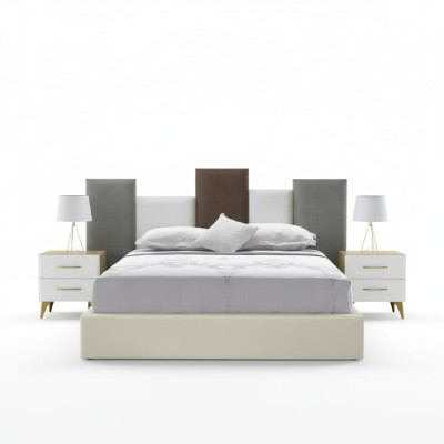Set da camera da letto letto 2x comodino legno bianco completo moderno 3 pezzi
